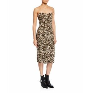 NWT VERONICA BEARD 2 leopard Liza denim straight dress strapless year round $395